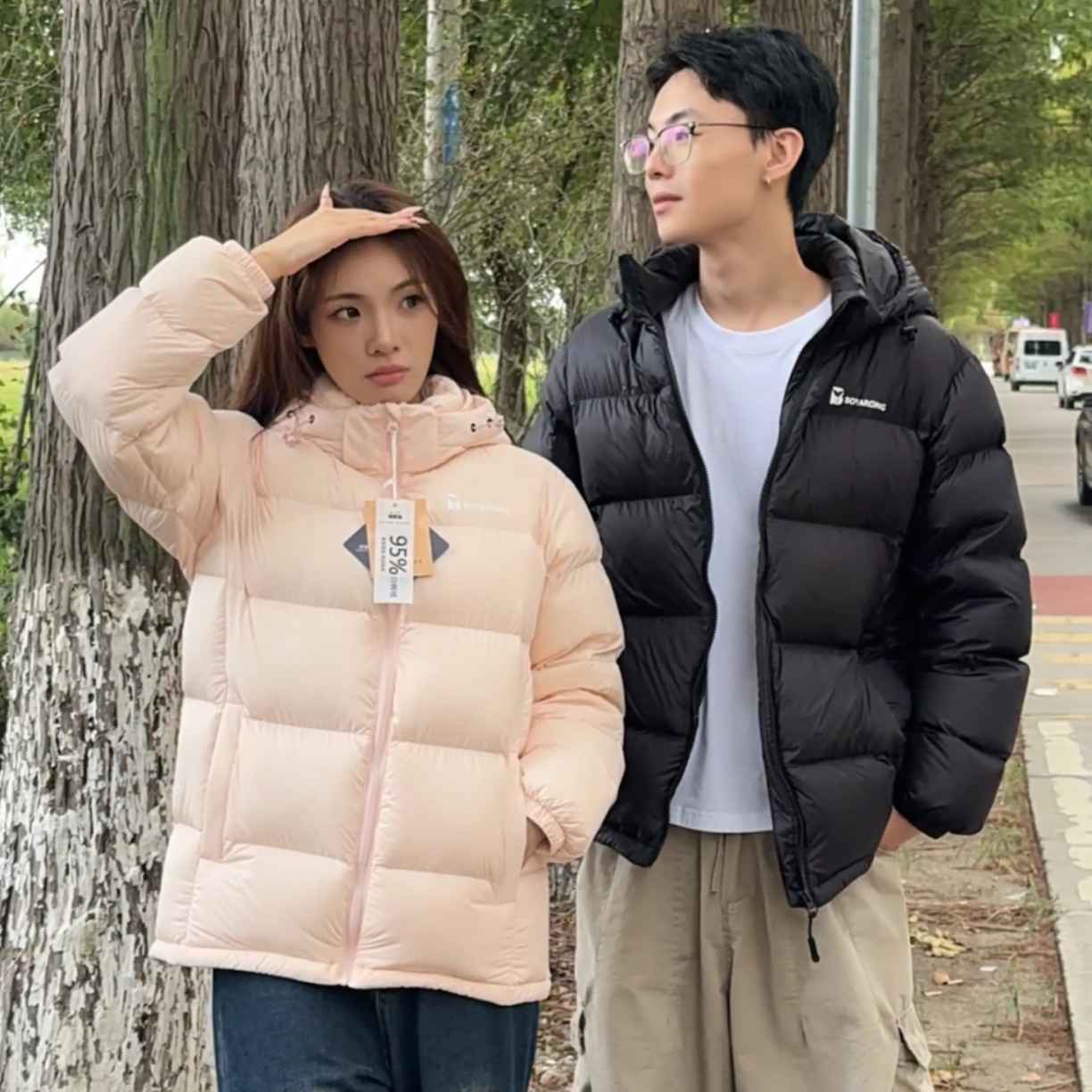 【700蓬】【95%白鸭绒】冬季可拆卸帽羽绒服情侣保暖外套