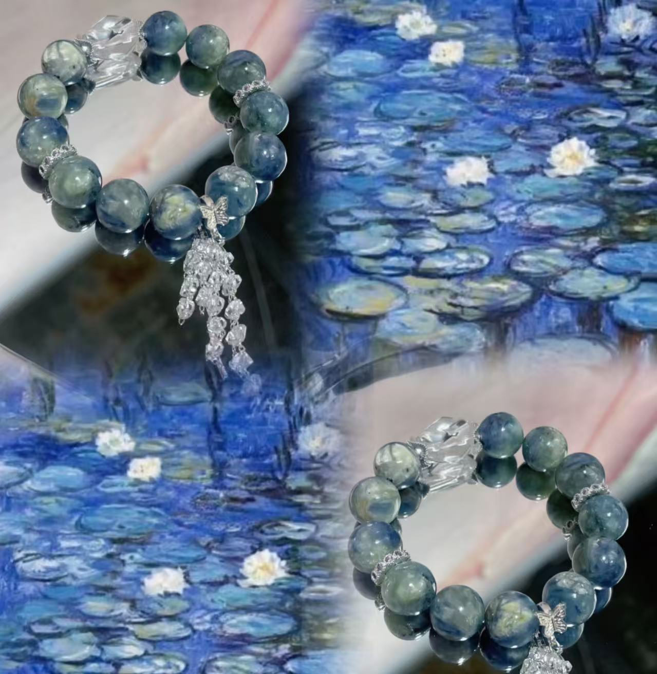天然水晶蓝晶石手串DIY蓝色时尚气质情侣女士