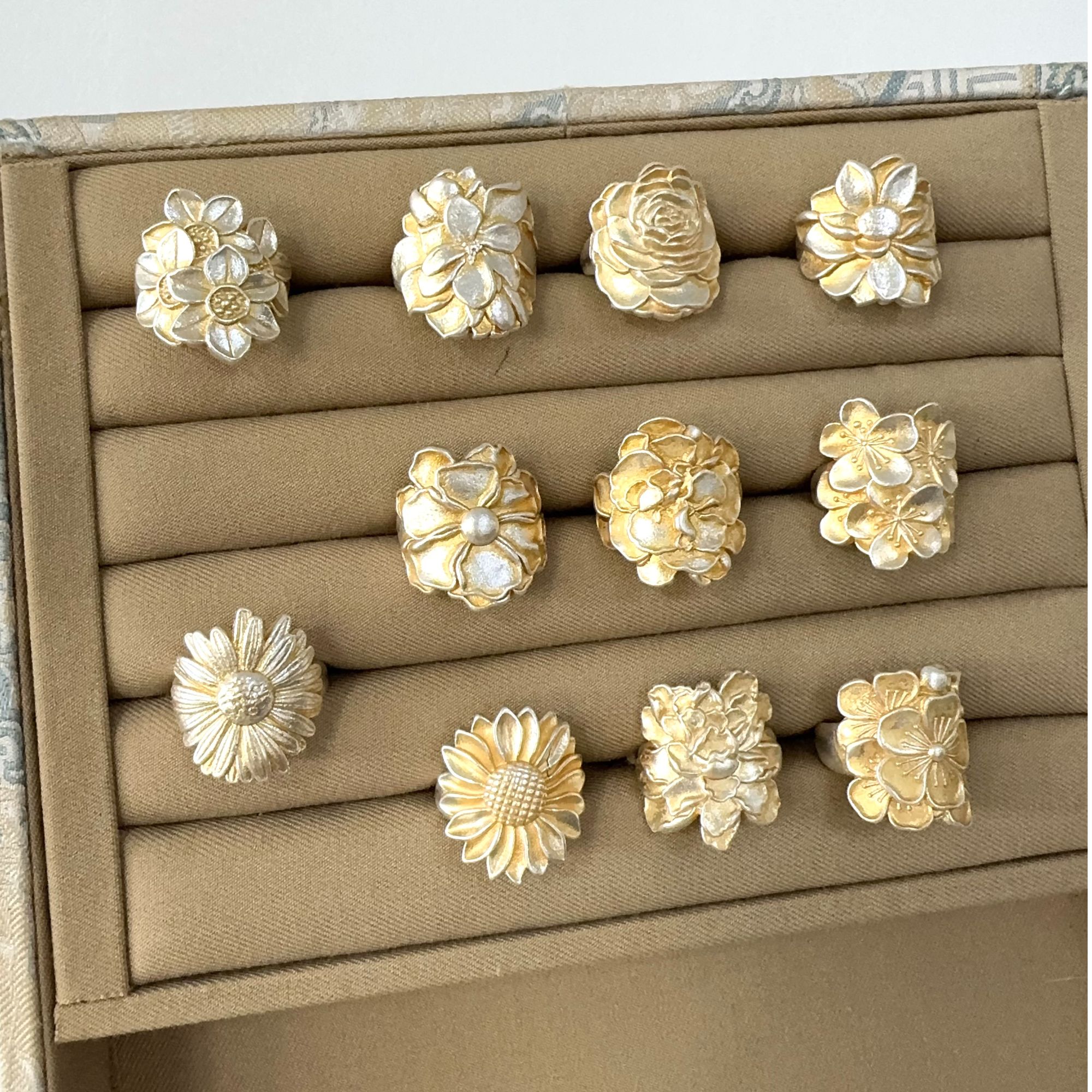 顺钦银楼 足银戒指 十二花神足银999.9戒指小香风气质轻奢时尚