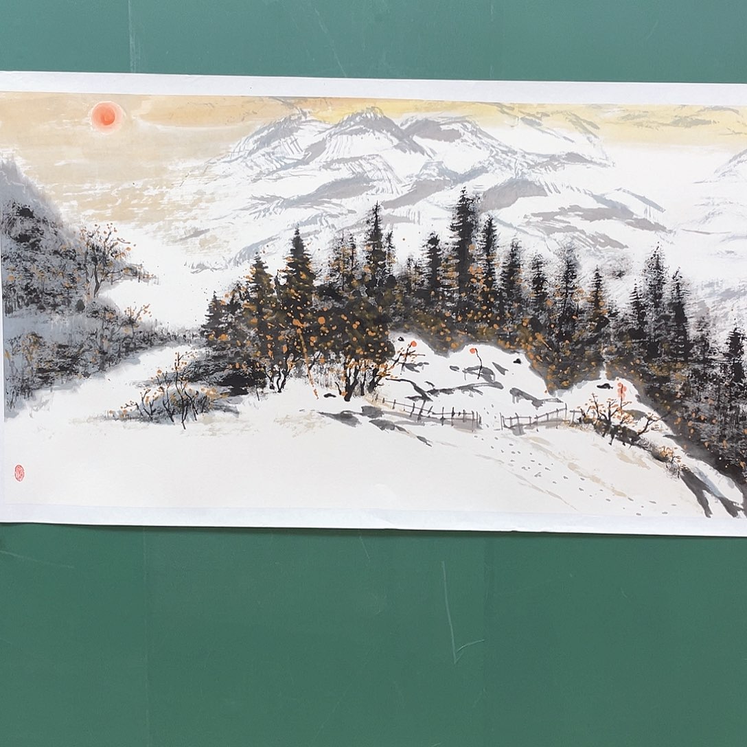 国画把门反锁门上一扇