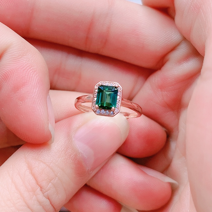 碧玺戒指银S925镶嵌5✖️5.5