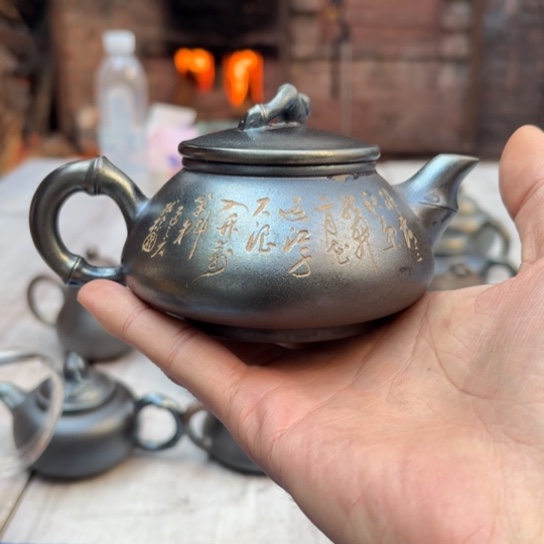 虎***带壶庄诚柴烧坭兴陶壶