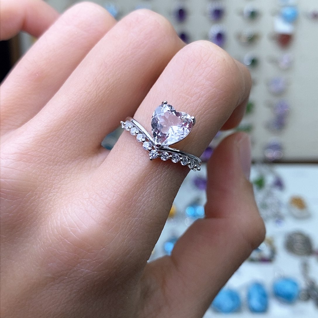 水晶戒指银S925镶嵌白水晶（需要证书备注¥