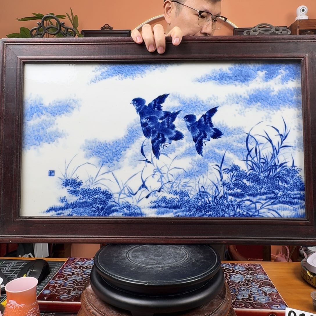 摆件陶景德镇陶瓷手工瓷版画