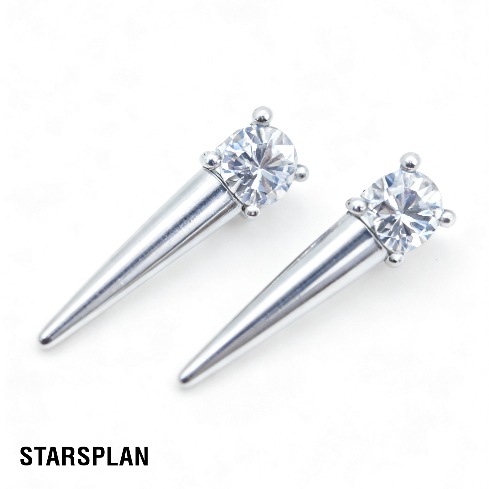 铜合金锆石耳饰 星际划锥刺耳钉 个性小众设计师款耳钉耳环