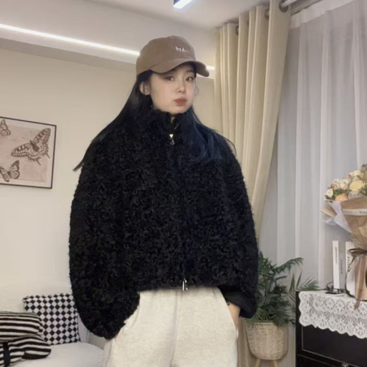 vivi·2025韩国【定制羊羔毛圈圈毛外套】