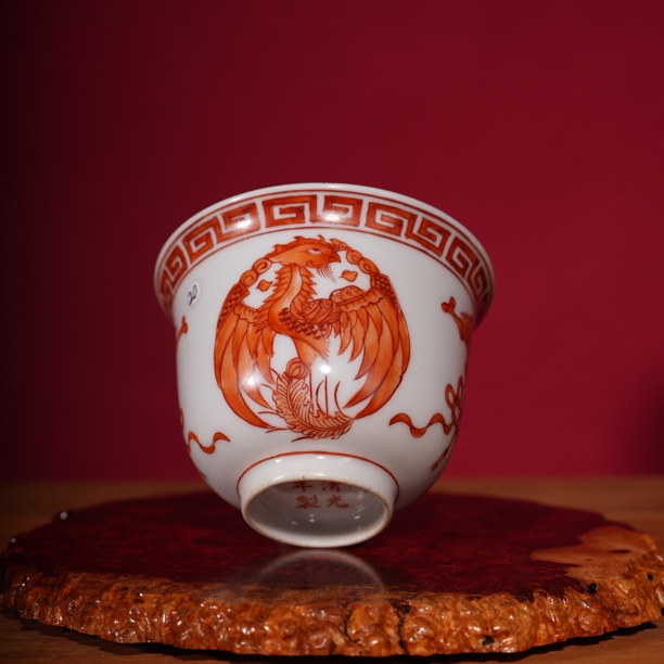 20清光绪矾红杯 瓷器收藏 文物商店 明清瓷 非仿古工艺品