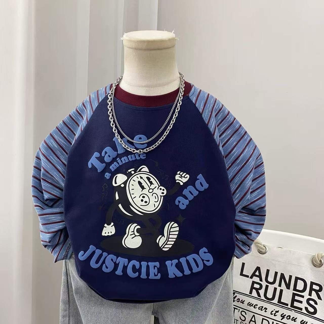 儿童男童秋季服装涂鸦长袖T恤宝宝春秋装休闲卡通上衣圆领女童
