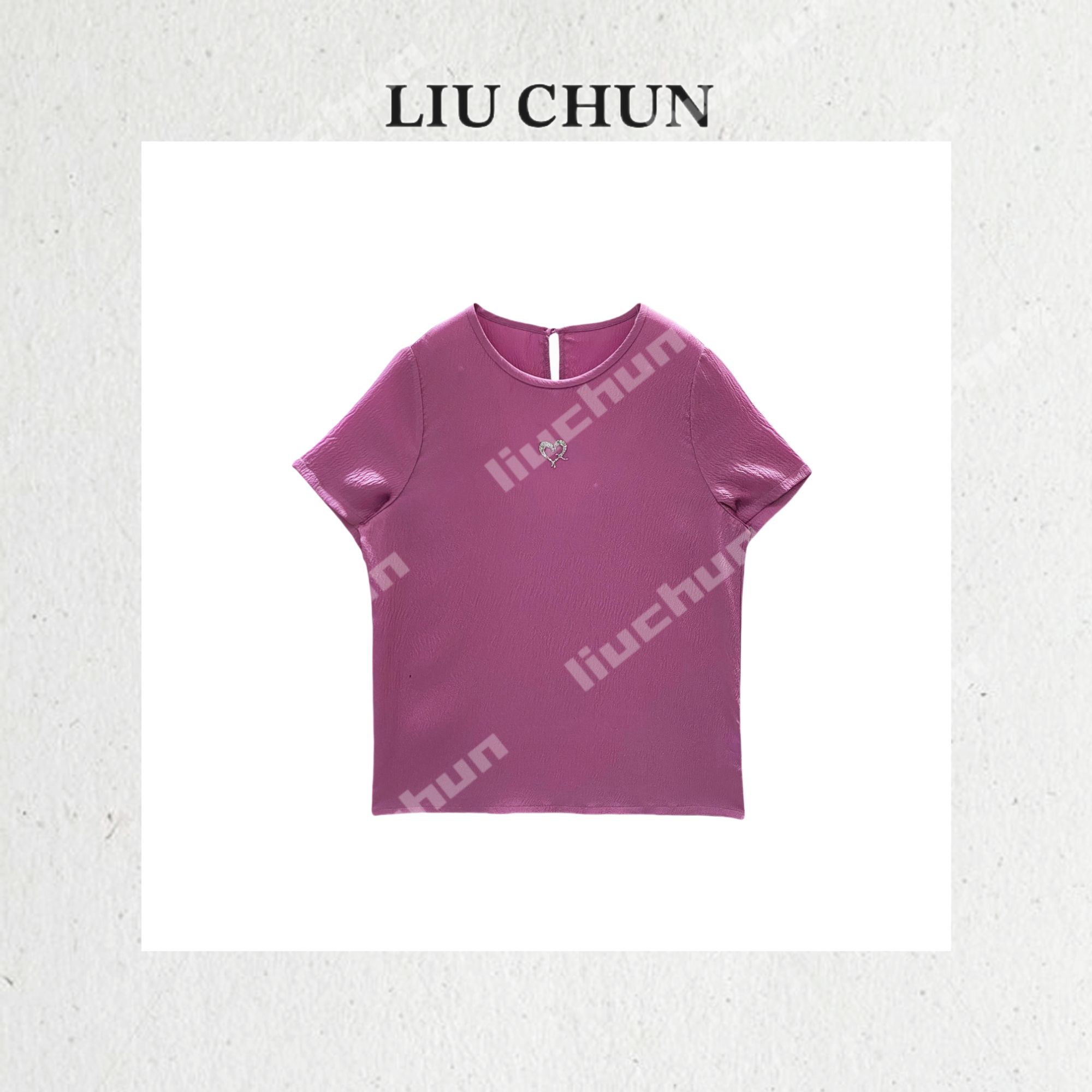 【爱心珍珠缎】CHUN家时尚夏季经典百搭桑蚕丝泡泡缎T恤