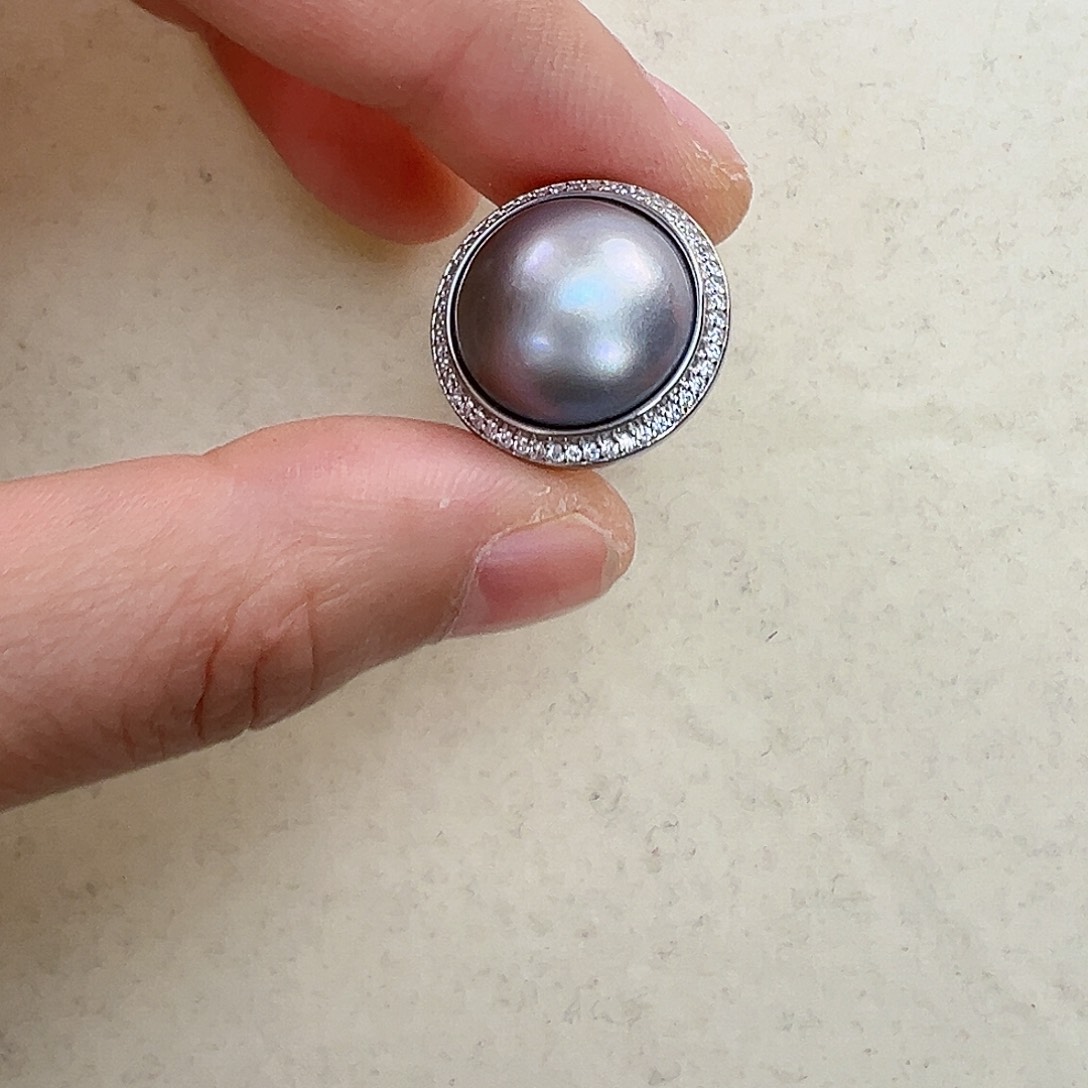 拼合珍珠（马贝珠）戒圈银S925镶嵌