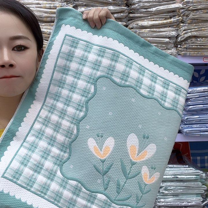 棉绿色三朵花纯棉