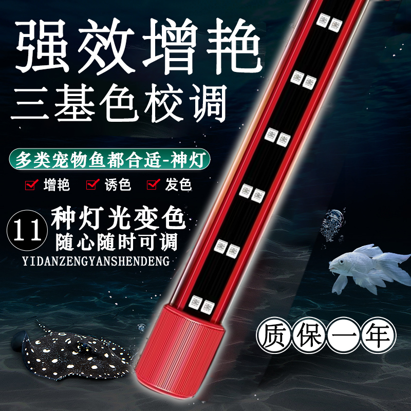LED鱼缸灯增艳专用金红龙鱼变色潜水防水玻璃照明神灯超高亮发光