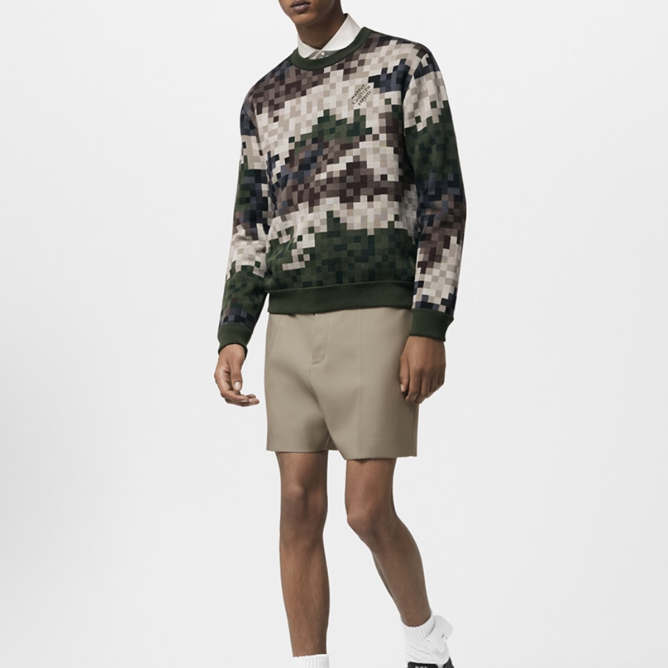 99新 LouisVuitton/路易威登 4597/迷彩字母提花图案圆领套头卫衣