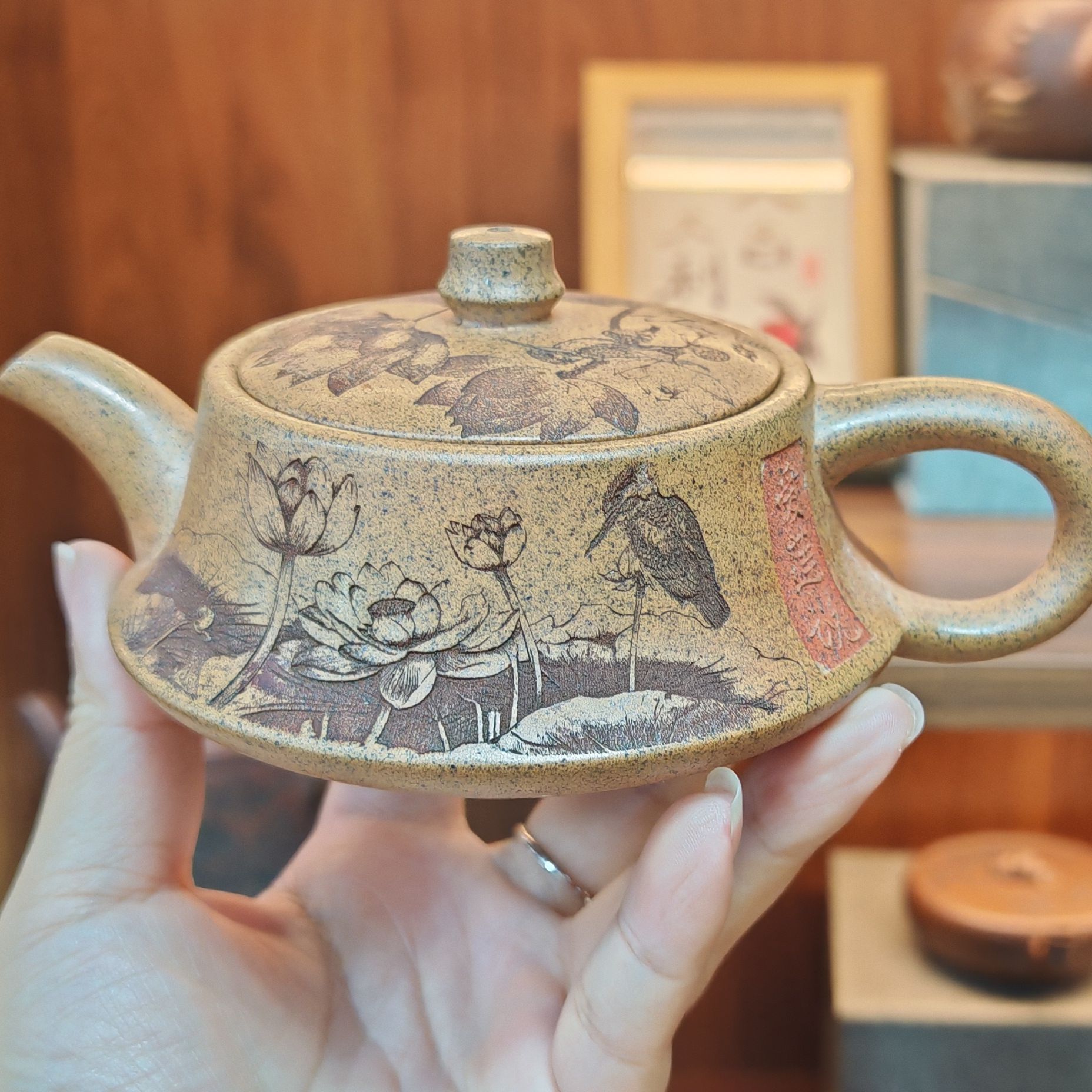 爱莲说柱础龙古金砂紫砂壶