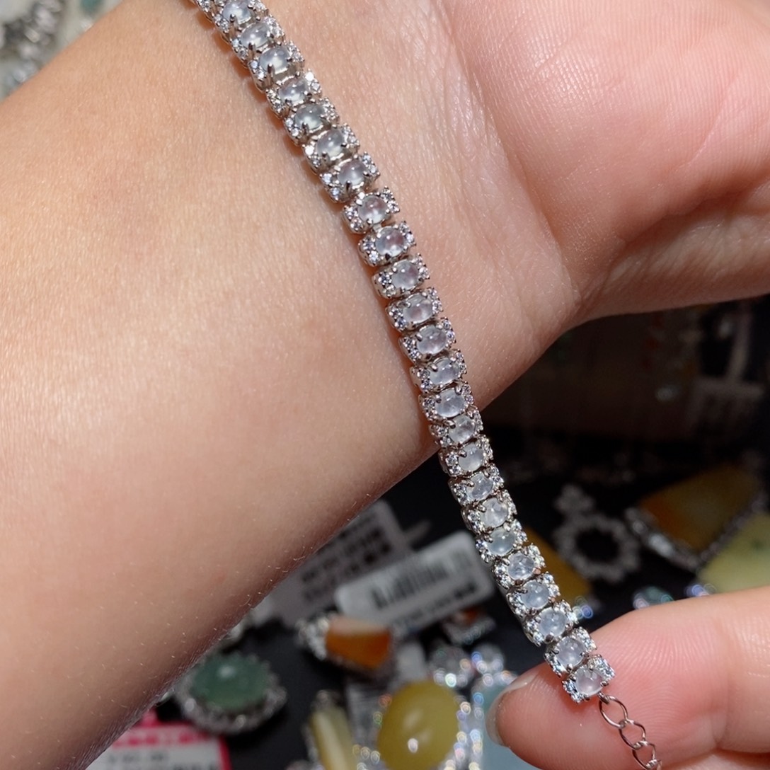 翡翠手链银S925镶嵌bjo o