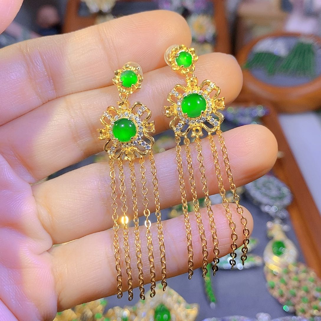 颈饰银S925镶嵌翡翠