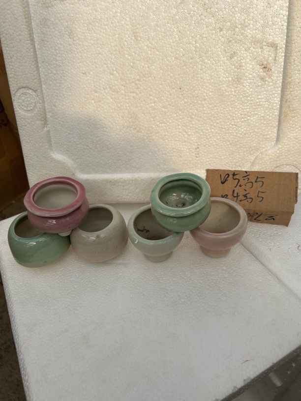 创意陶瓷多肉花盆蘑菇造型冰裂纹迷你拇指盆