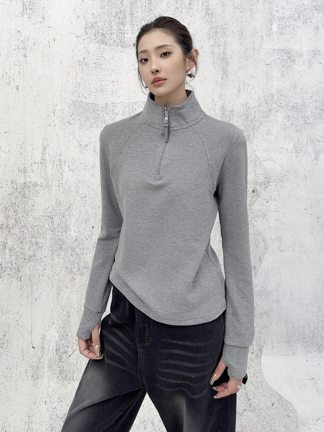 立领远红外自发热半拉链打底衫8689WT