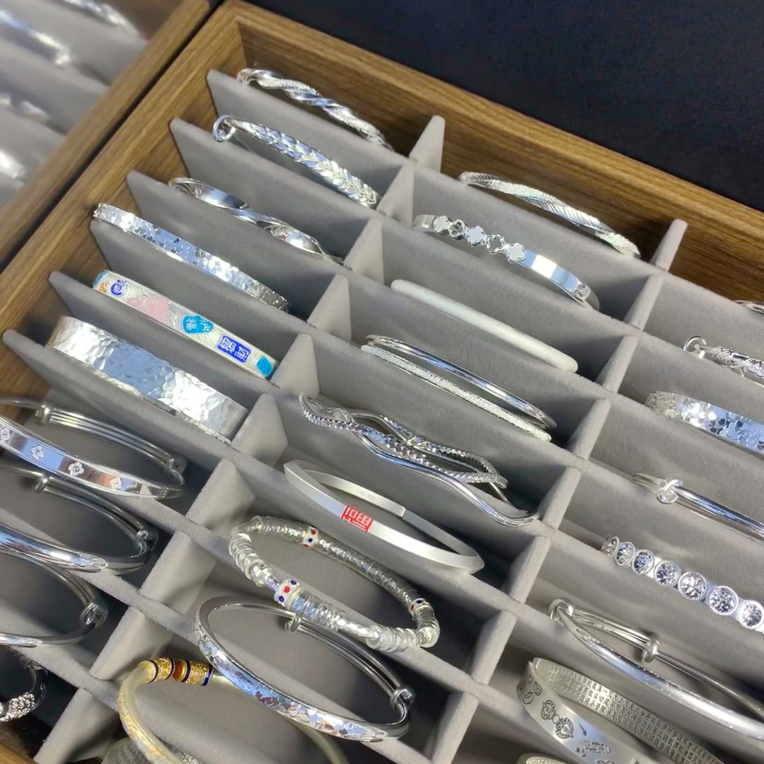 足银银制品 米粒 足银手镯时尚