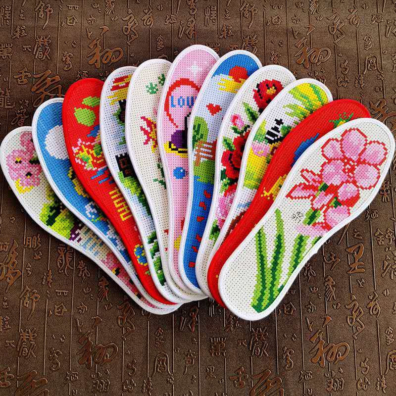 【直播间主播样品特惠】七层棉布十字绣手工针孔鞋垫送针线自己绣