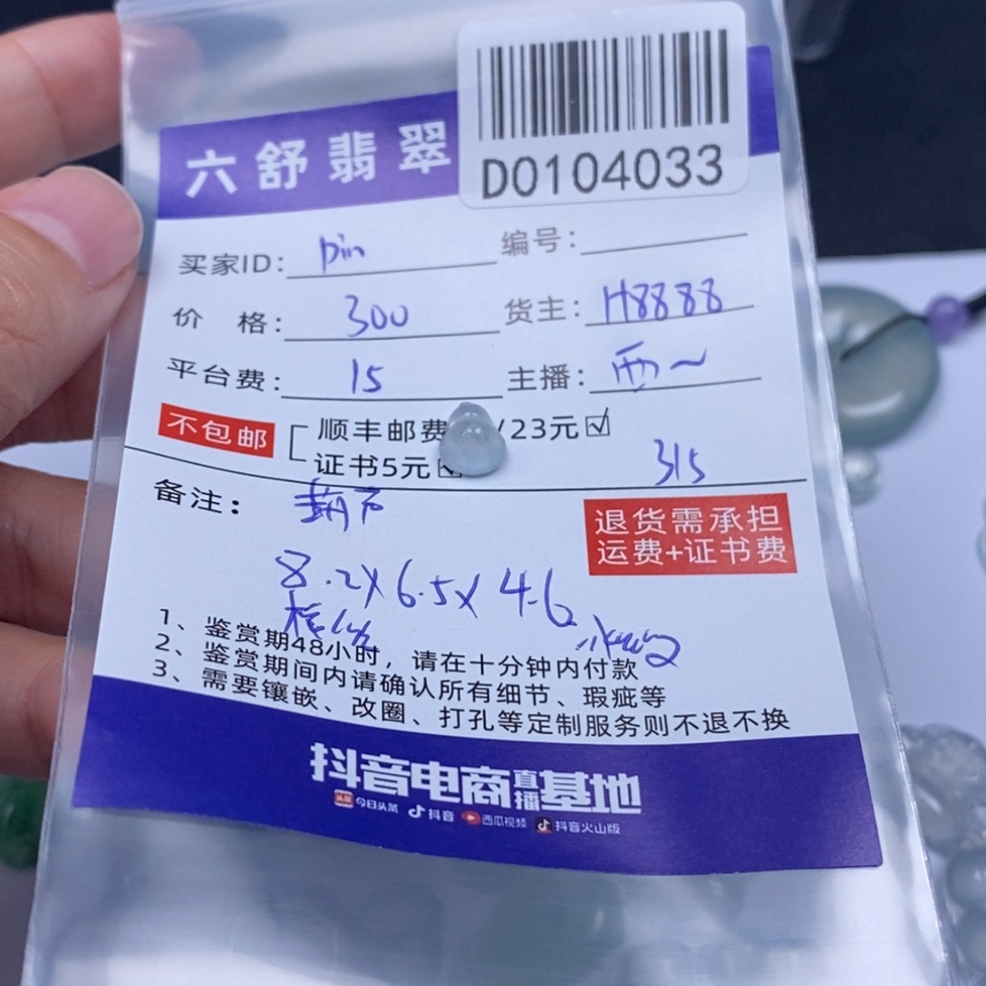 p***-翡翠未镶嵌颈饰D0104033