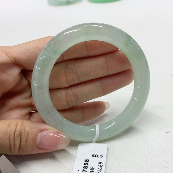 翡翠未镶嵌手镯53.1冰晴水圆条