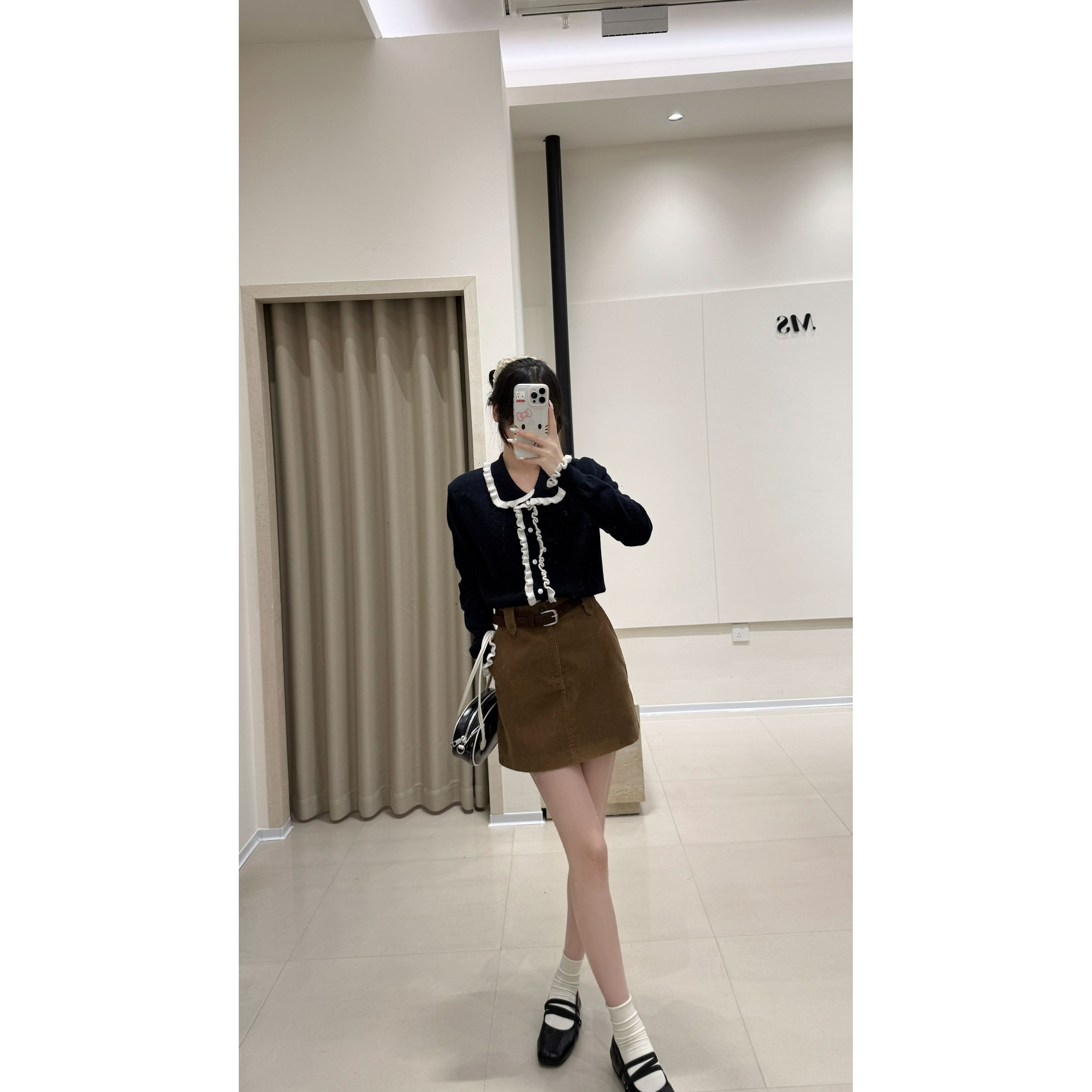 韩系学院撞色边长袖麻花翻领针织开衫上衣2025秋冬新款.