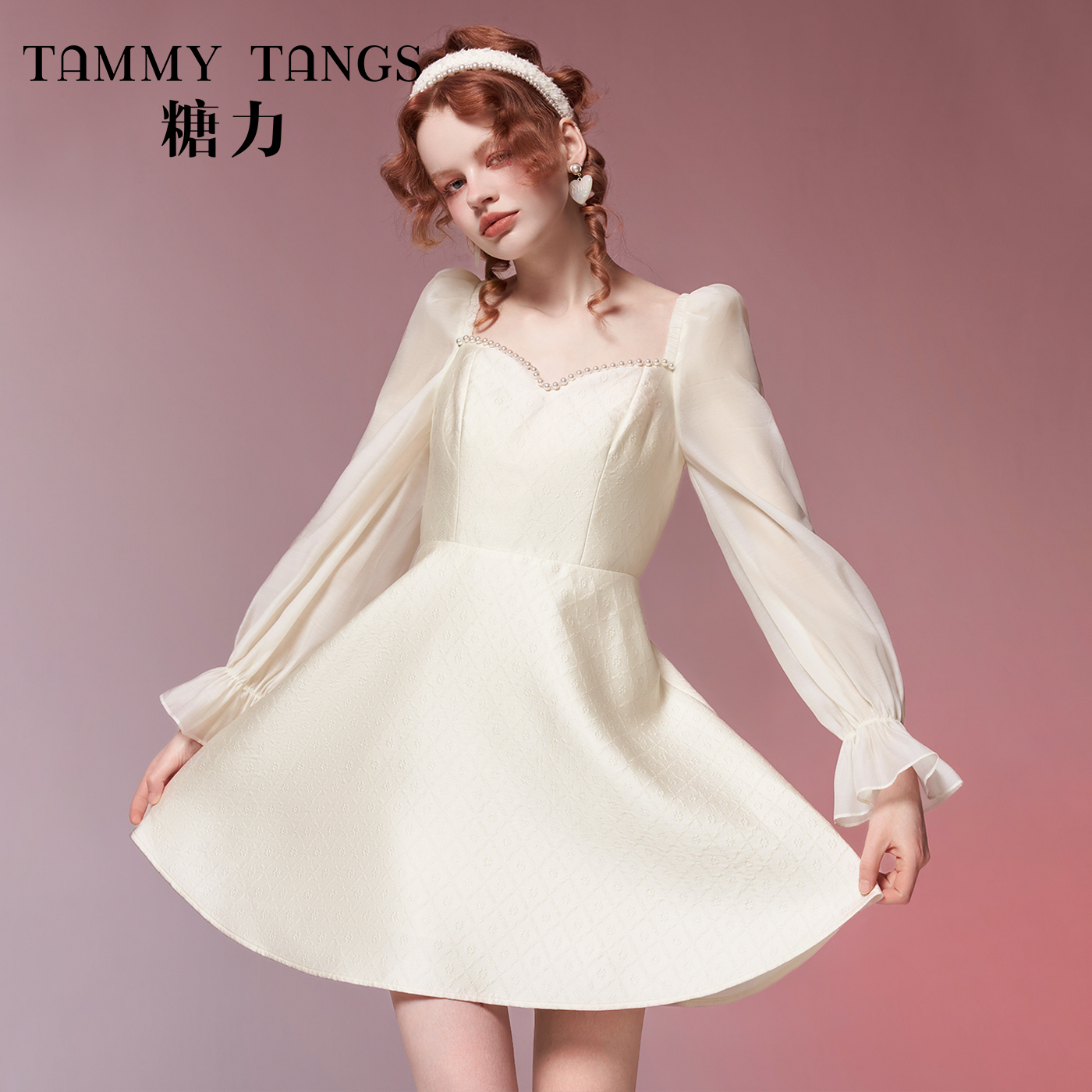 【千金专属】糖力温柔公主风提花连衣裙TWEQQ36523