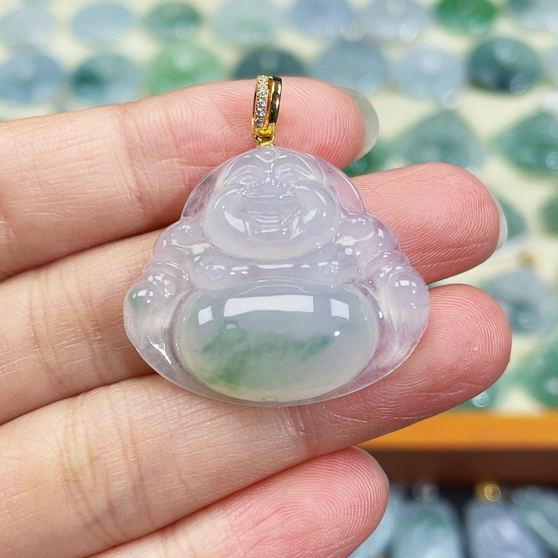 翡翠颈饰18K金镶嵌吊坠