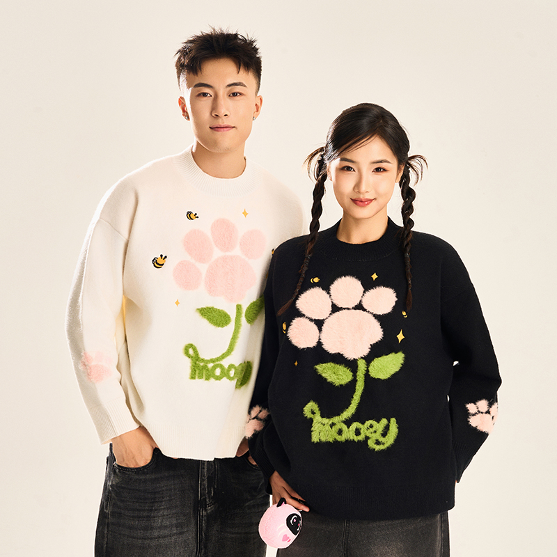 MAOZYWORLD「爪印小花」花朵毛衣