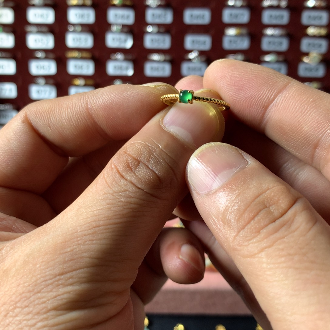 翡翠银S925镶嵌戒指503