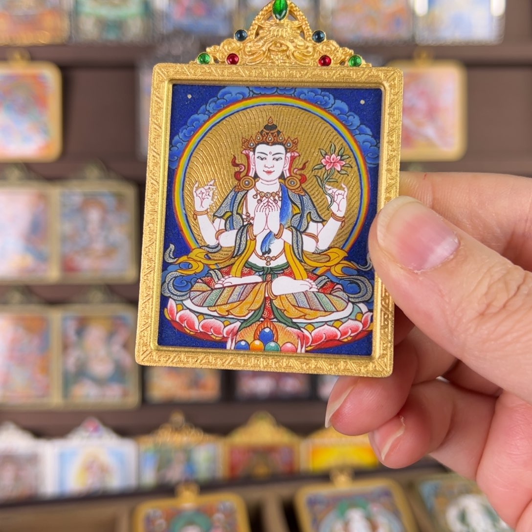 浪****吊坠四臂观音唐卡绘画