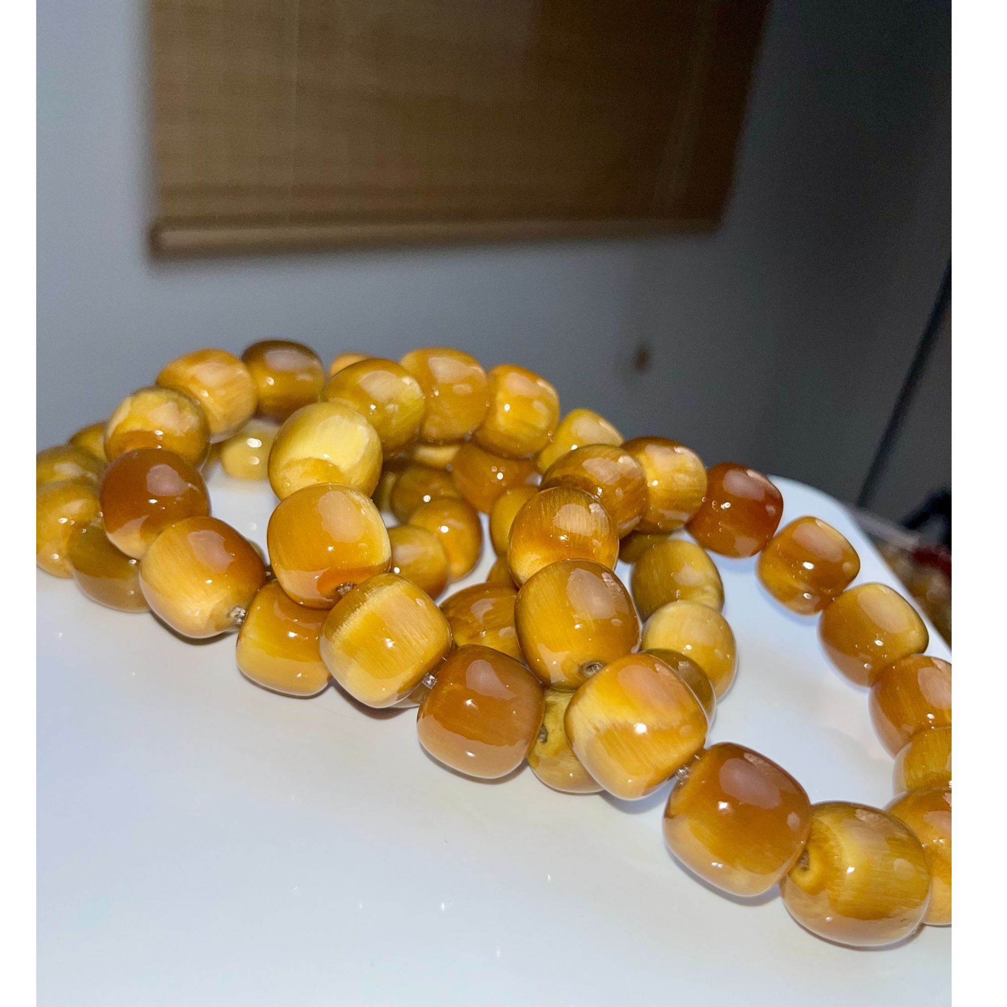 手链 稀有色牛角桶珠浓郁金角珠密度高精品文玩手串