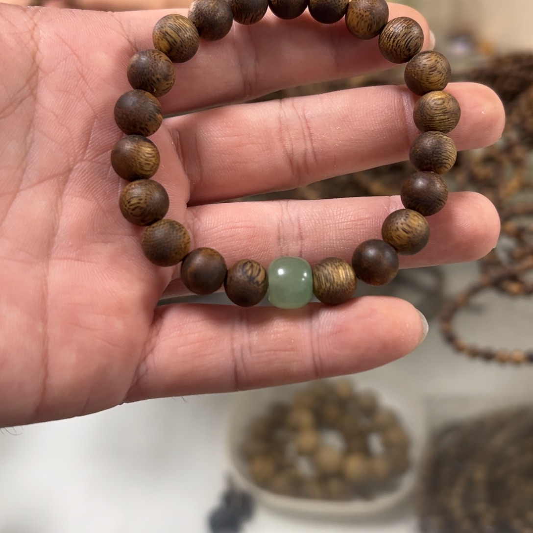 沉香碎屑沉香09带玉diy款