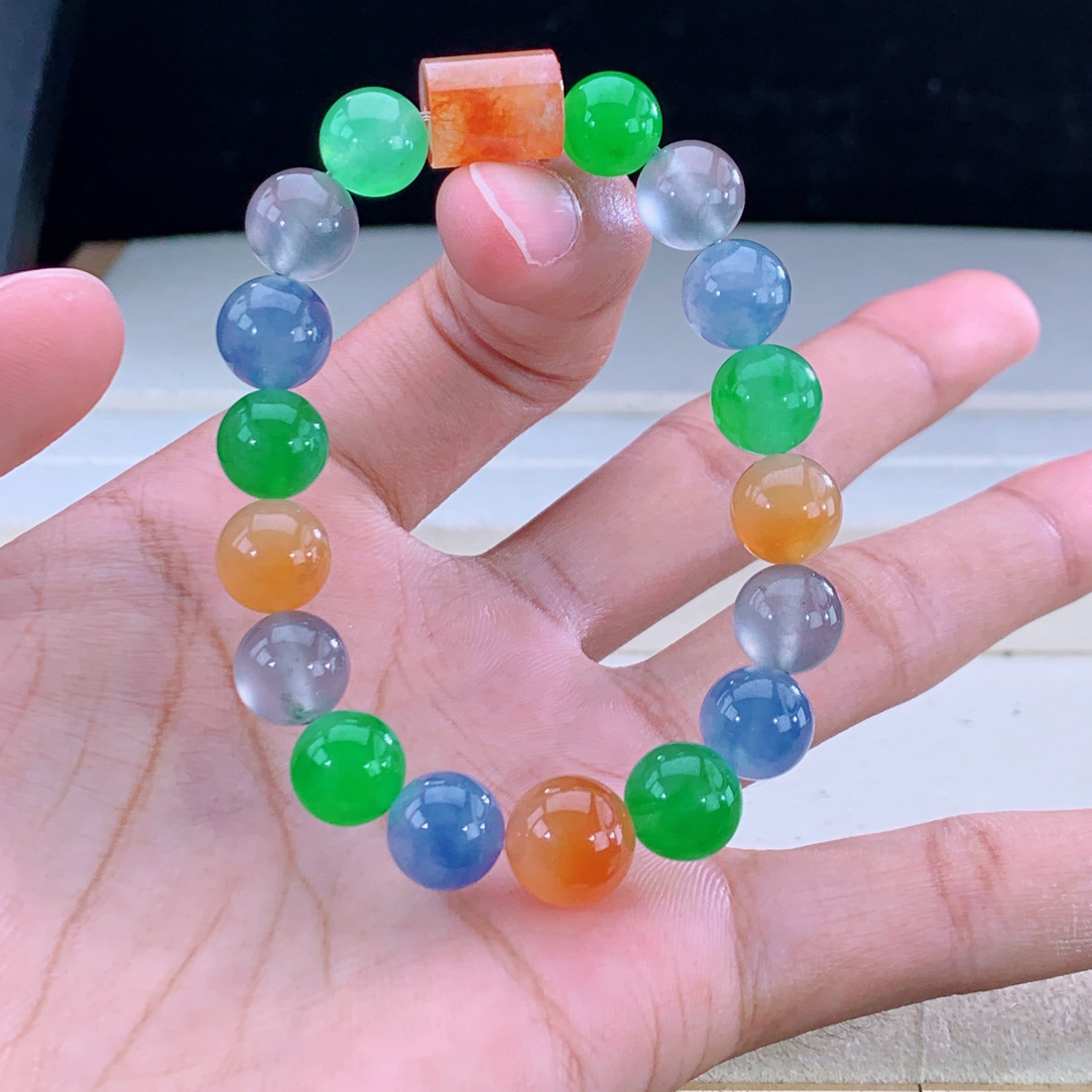 富婆姐姐必备款｜收藏传承行家品质缅甸天然翡翠A货高冰种多宝手串