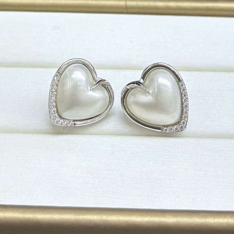 【珠珠专属】S925银爱心马贝拼合珍珠14*14mm个性耳钉耳饰