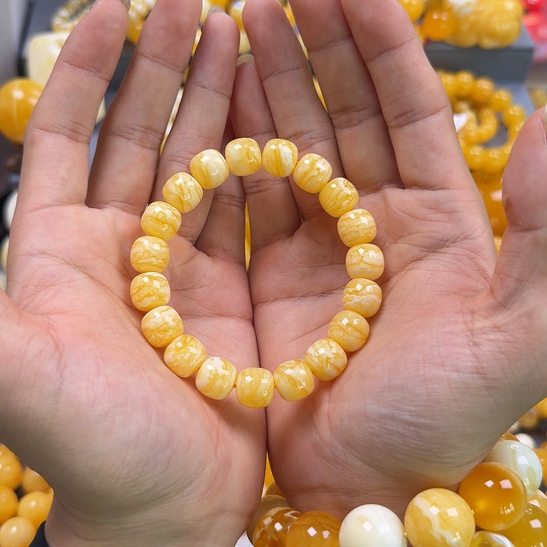 琥珀珠宝奇石未镶嵌同料虎皮12mm