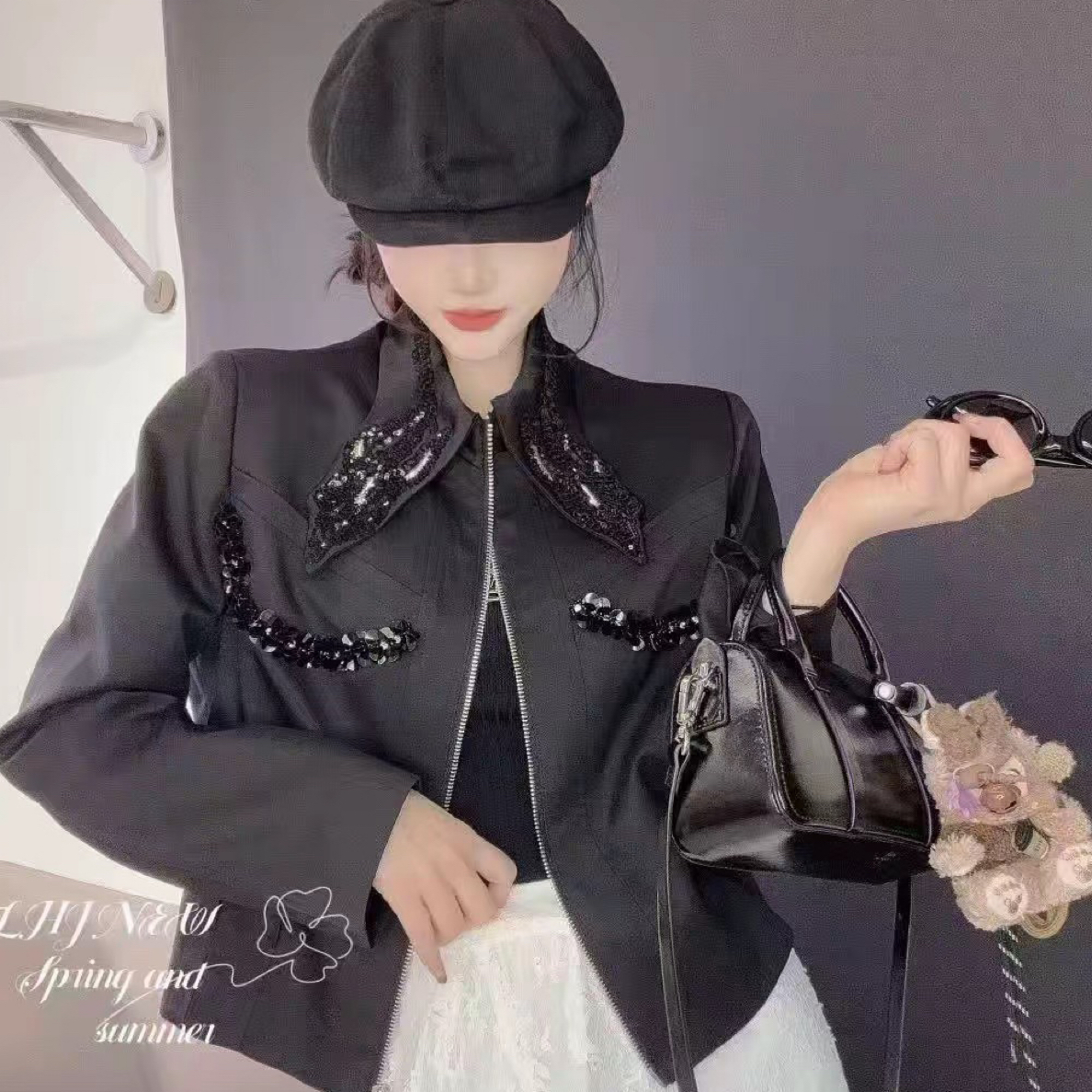 厚款亮片直下摆男女通用女短外套ins时尚女装百搭
