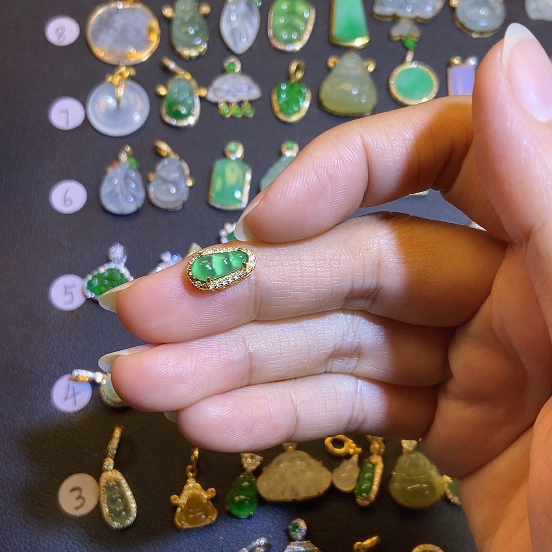 翡翠银S925镶嵌吊坠(不含链)