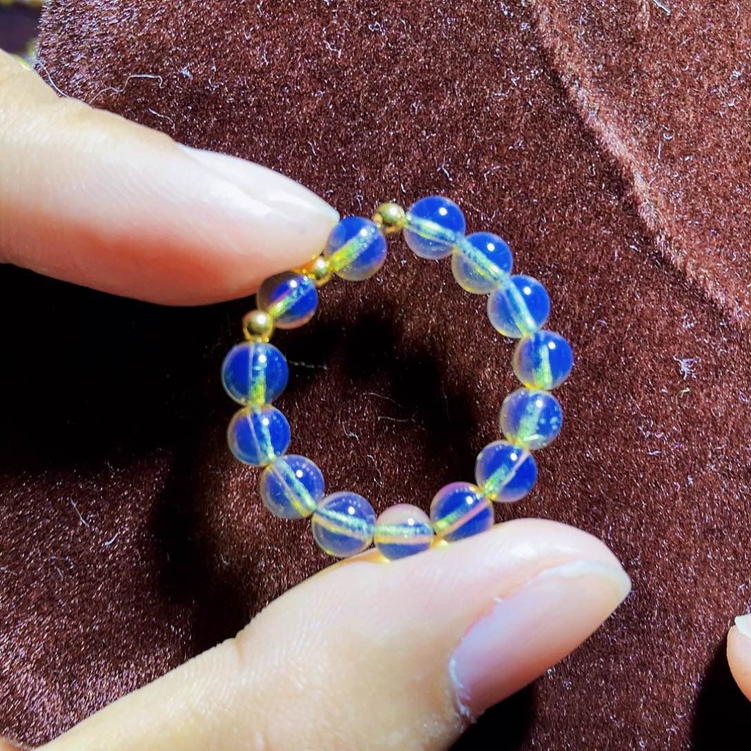 蓝珀裸石未镶嵌指环