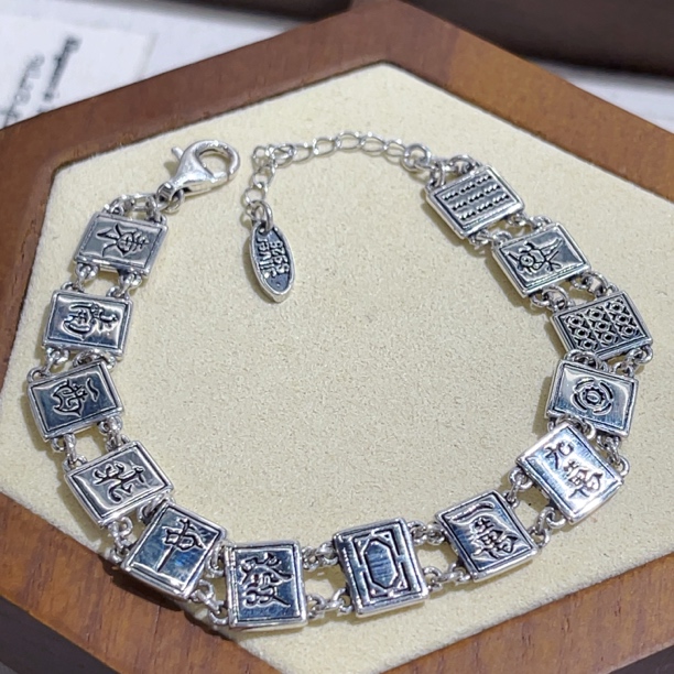 925银手链 F501小麻麻方块纯银手链