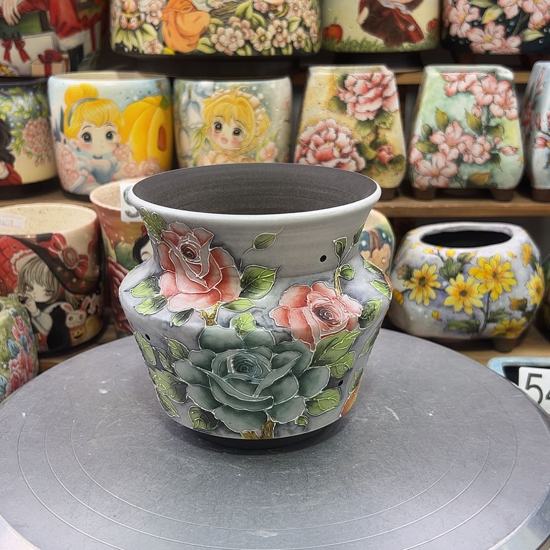 景德镇炫彩手绘口12高12.5