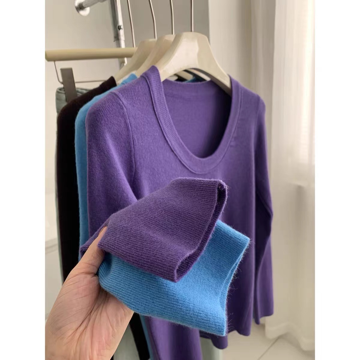 3797女士显瘦鹅蛋领内搭毛衣