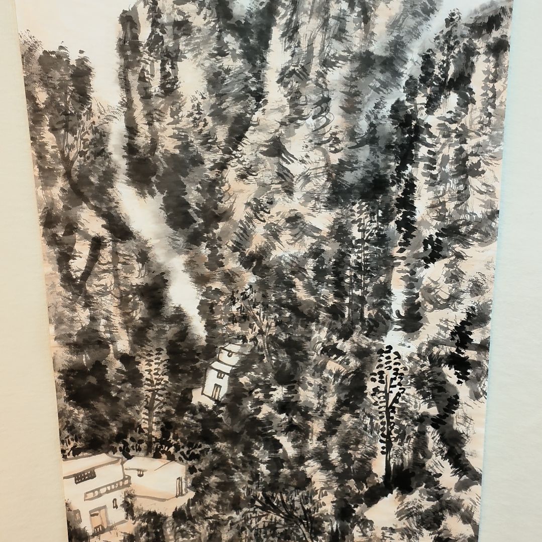 国画山水画作精品带框