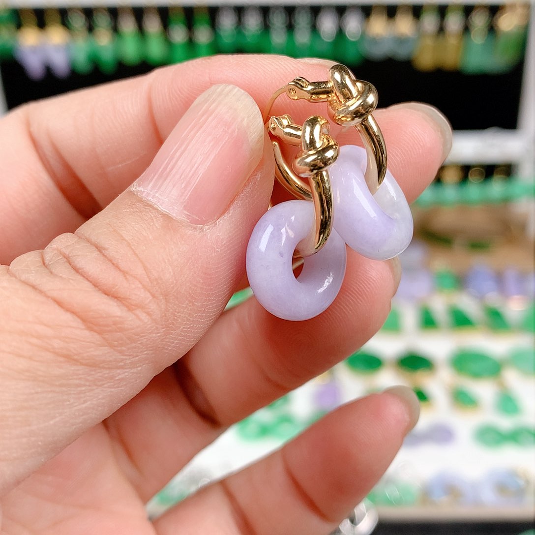 翡翠耳饰18K金镶嵌的