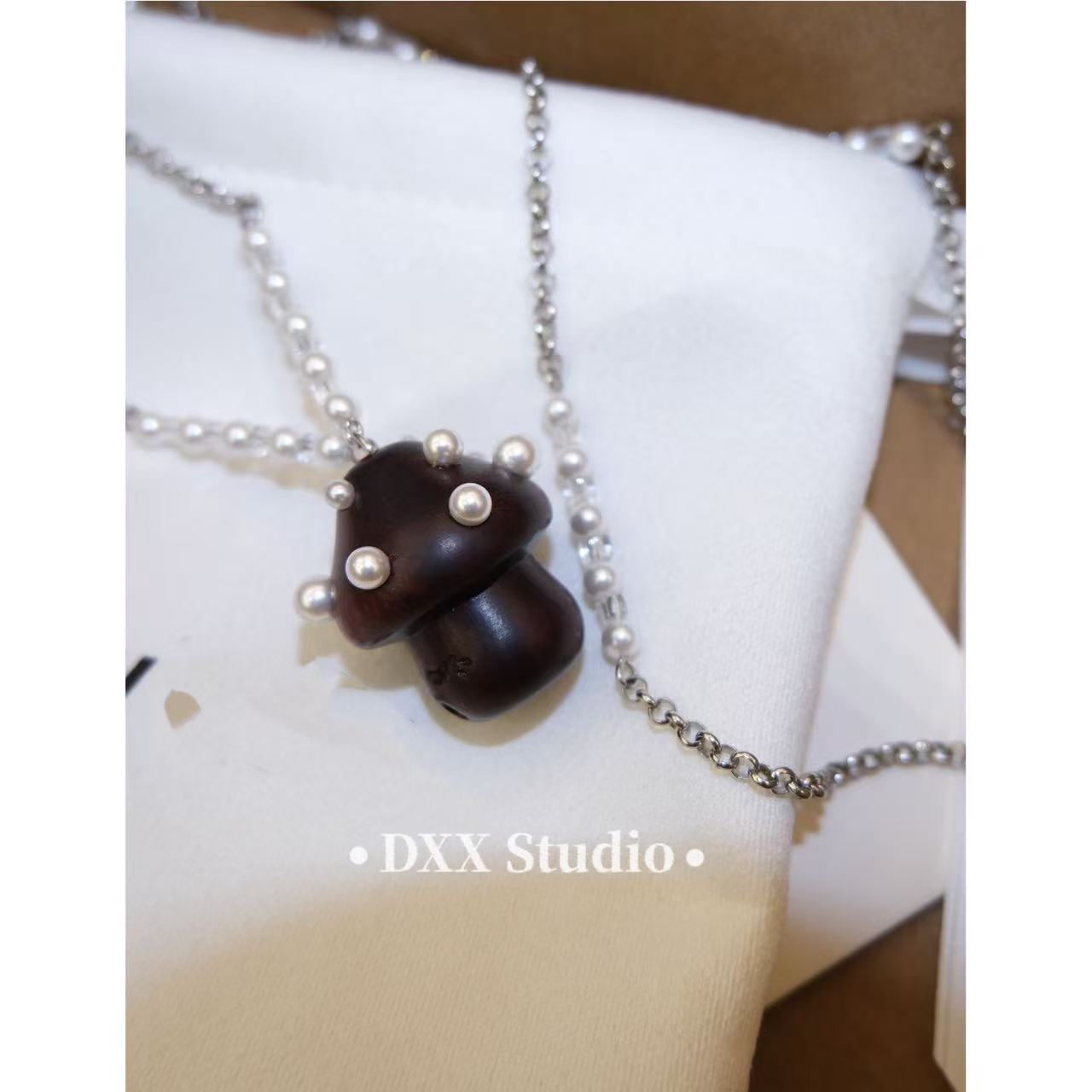 铜合金锆石项链 小众设计蘑菇项链46878