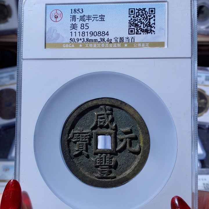 铜咸丰元宝 宝源当百0884 6600x.   