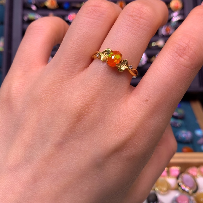 【闪购商品】欧泊戒指款式银S925镀金镶嵌