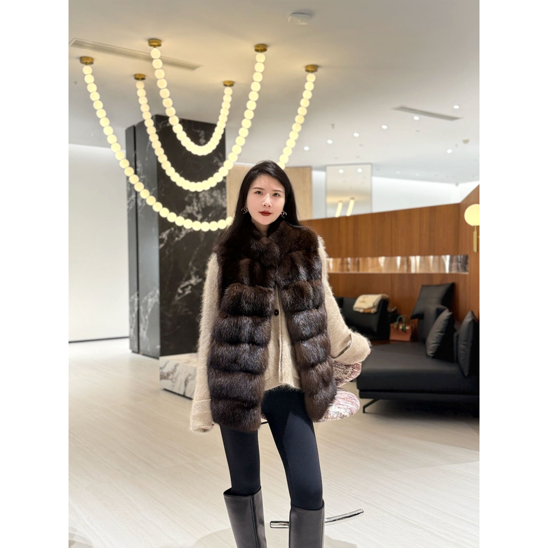 路比黎斯【LUBLIS】【立领马甲】秋冬俄罗斯紫貂马甲