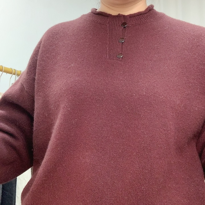 女士羊绒卷边咖色